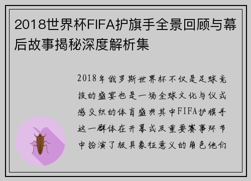2018世界杯FIFA护旗手全景回顾与幕后故事揭秘深度解析集
